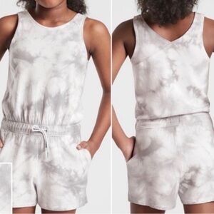 Athleta Girl Havin A Great Time Romper Gray Tie Dye
